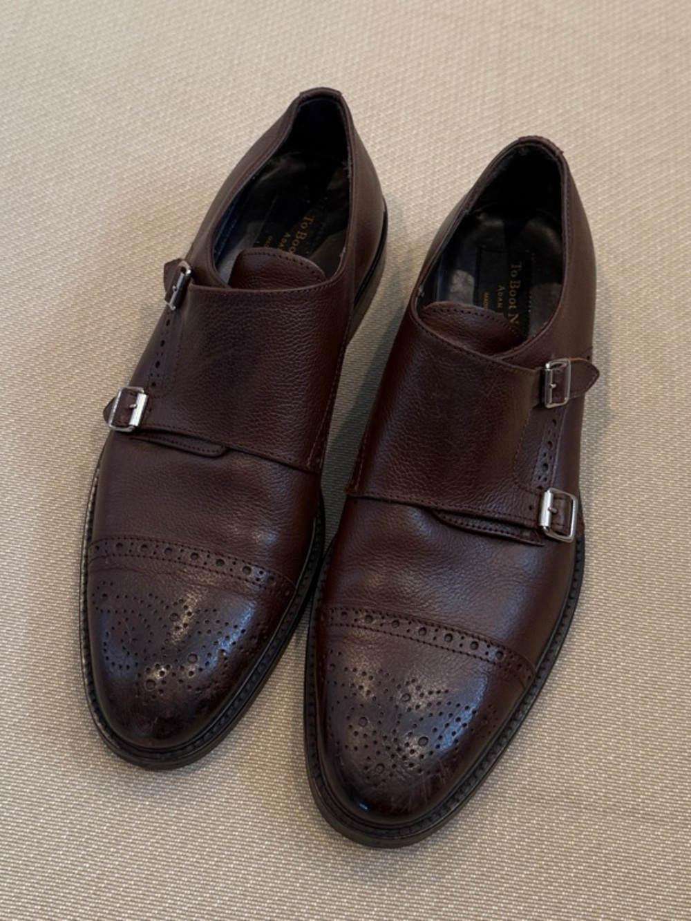 To Boot New York Men’s Double Monk Brogue Dress Shoe - Dark Brown Made in Italy